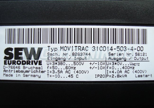 SEW EURODRIVE MOVITRAC für Motorleist 31C014-503-4-00 1,4kW Typ o.BW 