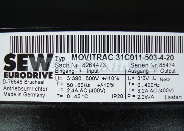 4 Typenschild 31c011-503-4-20 Sew
