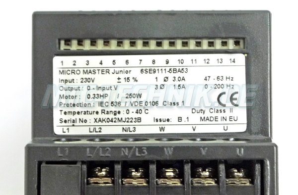 4 Typenschild Siemens 6se9111-5ba53