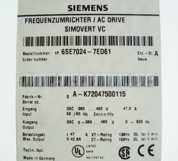 4 Typenschild 6se7024-7ed61