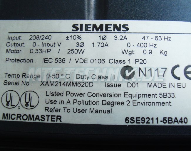 4 Typenschild 6se9211-5ba40