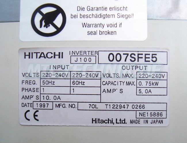 4 Typenschild J100-007sfe5