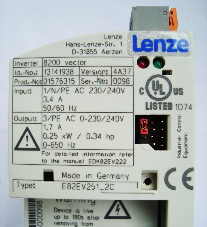 E82EV251_2C E82EV251K2C 0,25kW Lenze Frequenzumrichter Type
