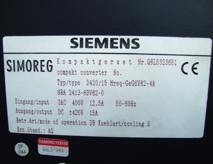 4 Typenschild 6ra2413-6dv62-0