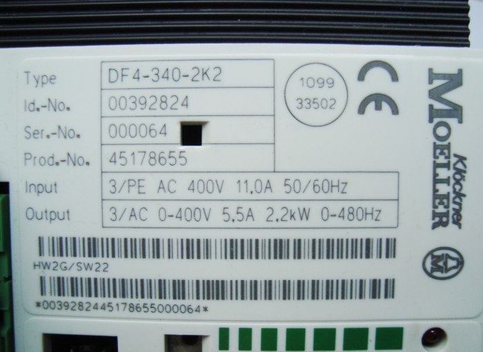 4 Typenschild Df4-340-2k2