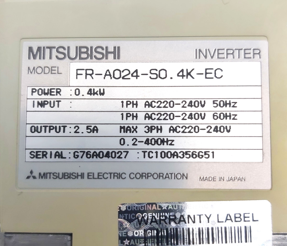 4 Manual Fr-a024-s0.4k-ec Freqrol A024 Fehler Alarm